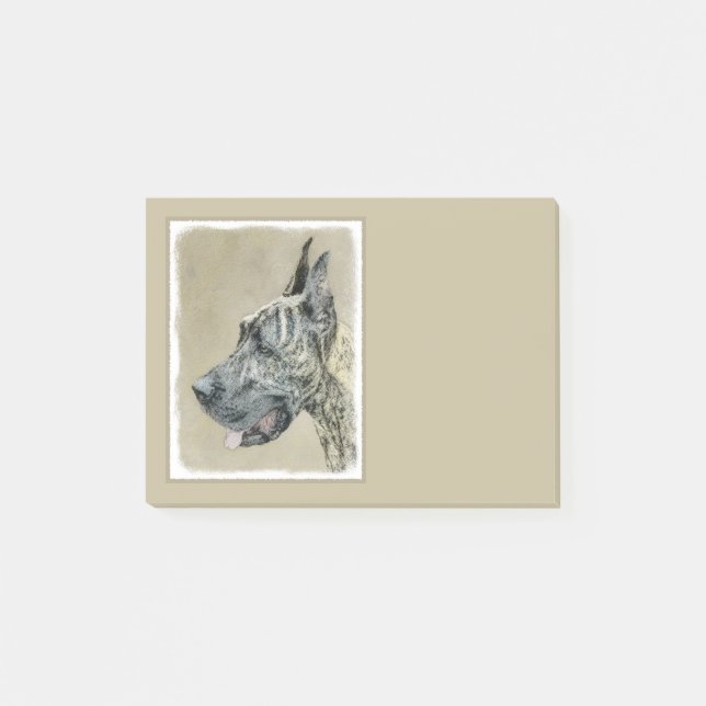 Great dane-målning (Brindle) - Originalteckning av Post-it Block (Framsida)