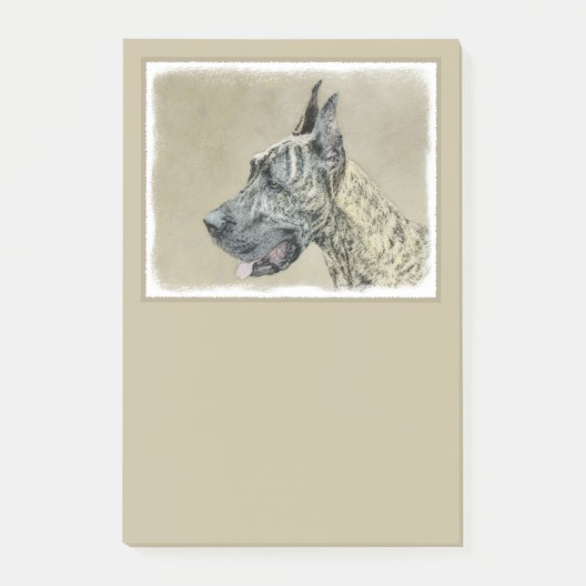 Great dane-målning (Brindle) - Originalteckning av Post-it Block (Framsida)