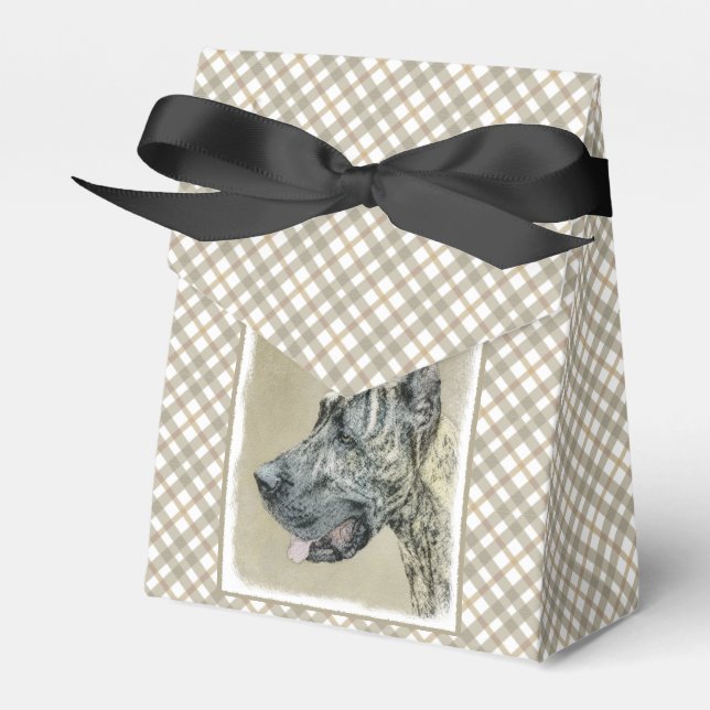 Great dane-målning (Brindle) - Originalteckning av Presentaskar (Framsidan Sidan)