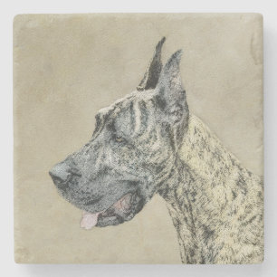 Great dane-målning (Brindle) - Originalteckning av Stenunderlägg