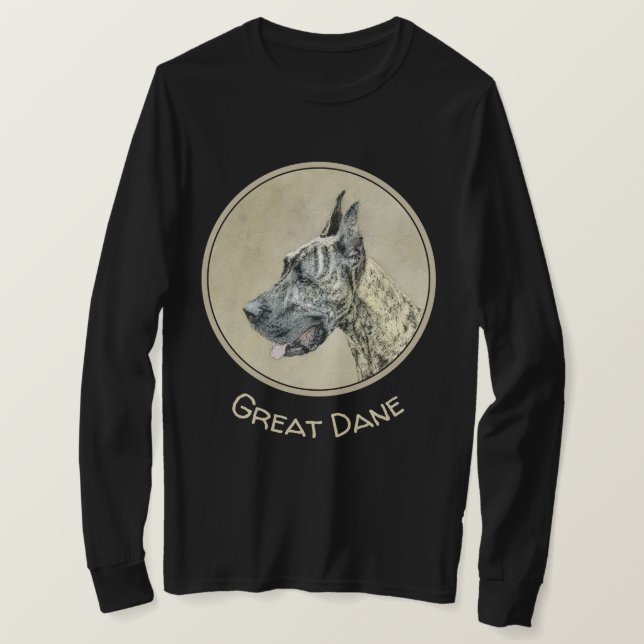Great dane-målning (Brindle) - Originalteckning av T Shirt (Design framsida)