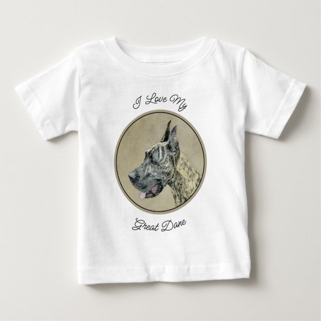 Great dane-målning (Brindle) - Originalteckning av T Shirt (Framsida)