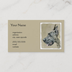 Great dane-målning (Brindle) - Originalteckning av Visitkort
