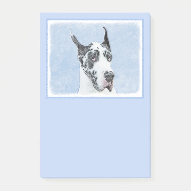 Great dane-målning (Harlequin) - Originalkonst Post-it Block (Framsida)