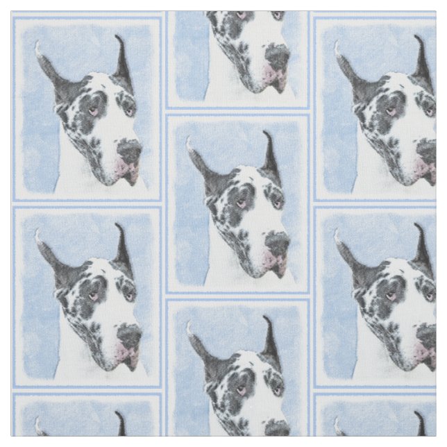 Great dane-målning (Harlequin) - Originalkonst Tyg (Provkarta)