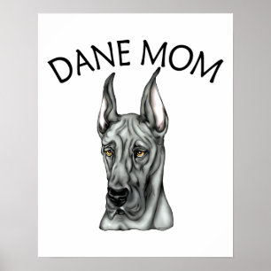 Great dane Mamma Black Poster