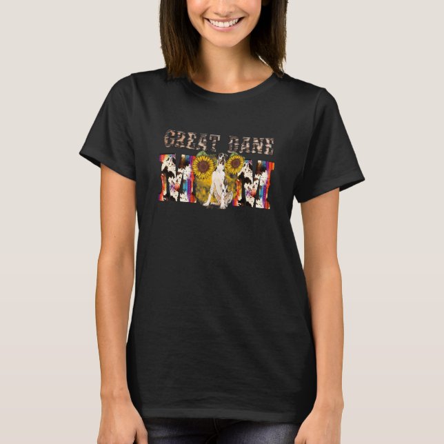 Great dane Mamma Westerna solrosblomman Mors dag T Shirt (Framsida)