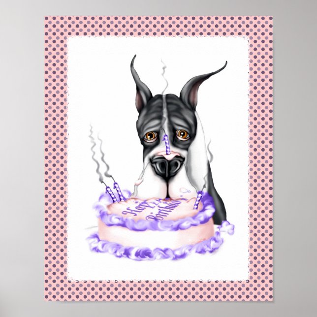Great dane Mantle Birthday Cake Poster (Framsidan)