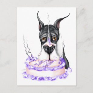 Great dane Mantle Birthday Cake Vykort