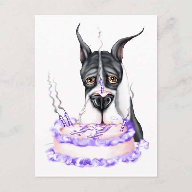 Great dane Mantle Birthday Cake Vykort (Framsida)