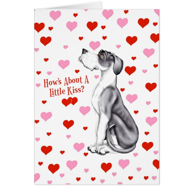 Great dane Mantle UC Valentine Day Kiss Hälsningskort (Framsidan)