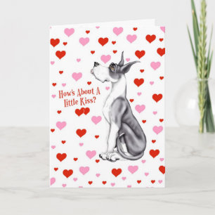 Great dane Mantle Valentines Day Kiss Helgkort
