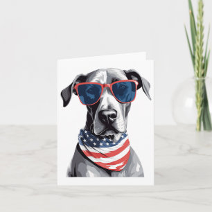Great dane med den patriotiska USA flagga-amerikan Kort