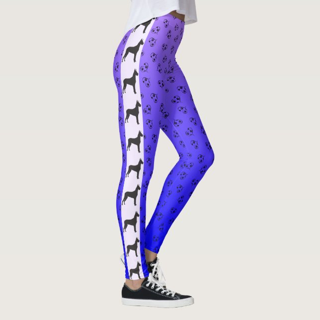 great dane med Hearts Blue Lila Ombre Leggings (Höger)