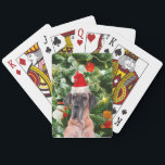 Great dane med Julgran Gift Boxes Santa Hat Casinokort<br><div class="desc">En söt Great dane-hund som bär Red Santa Hat och som pockar framför vackert dekorerade Julgran,  med presentboxar snö,  nalle,  julprydnader. En perfekt på julen!</div>