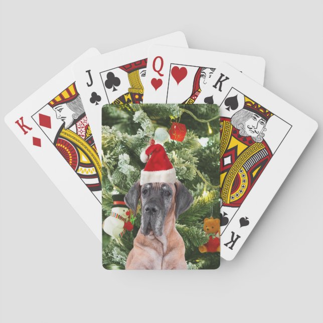 Great dane med Julgran Gift Boxes Santa Hat Casinokort (Baksidan)