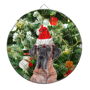 Great dane med Julgran Gift Boxes Santa Hat Darttavla