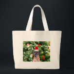 Great dane med Julgran Gift Boxes Santa Hat Jumbo Tygkasse<br><div class="desc">En söt Great dane-hund som bär Red Santa Hat och som pockar framför vackert dekorerade Julgran,  med presentboxar snö,  nalle,  julprydnader. En perfekt på julen!</div>