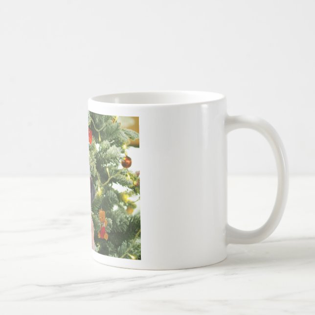 Great dane med Julgran Gift Boxes Santa Hat Kaffemugg (Höger)