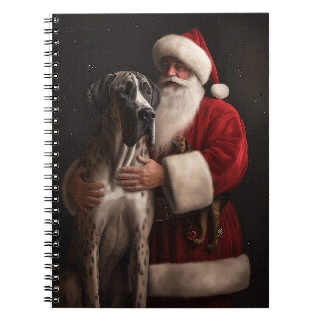 Great dane med Jultomten julafton Anteckningsbok (Framsidan)