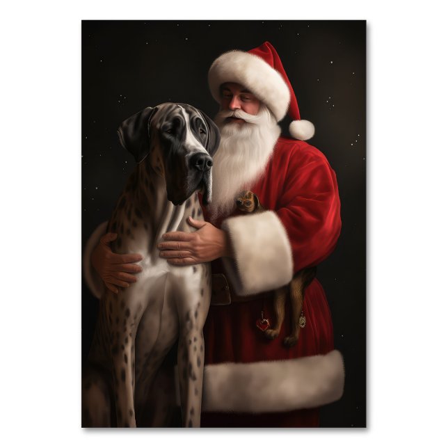 Great dane med Jultomten julafton Bordsnummer (Framsidan)