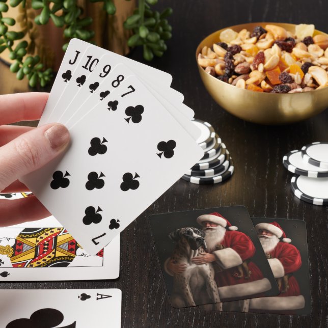 Great dane med Jultomten julafton Casinokort (På plats)