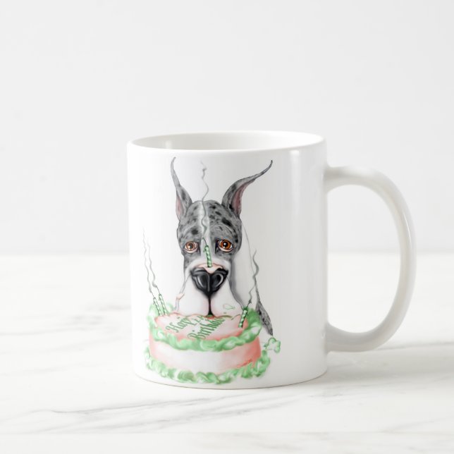 Great dane Merle Birthday Cake Kaffemugg (Höger)