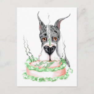 great dane Merle Birthday Cake Vykort