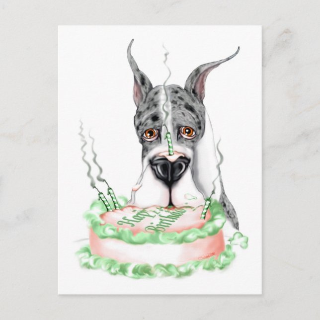 Great dane Merle Birthday Cake Vykort (Framsida)