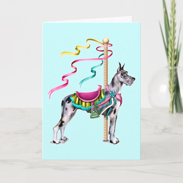 Great dane Merle Carousel - Anpassad Kort (Framsida)