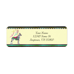 Great dane Merle Carousel Labels Returadress Etikett