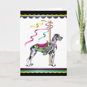 Great dane Merle Carousel UC - Anpassad Kort