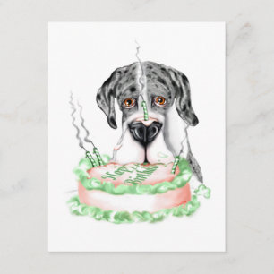 Great dane Merle UC Birthday Cake Inbjudningar