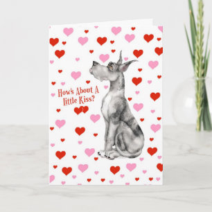 Great dane Merle Valentines Day Kiss Helgkort