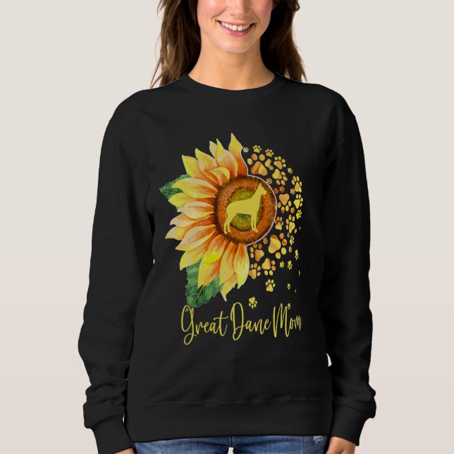Great Dane Mom Sunflower Dog Paw Mother s Day 2023 T Shirt (Framsida)