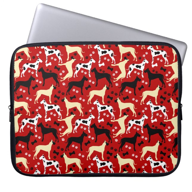 Great dane Mönster Harlequin, Fawn, Black Dane Laptop Fodral (Framsidan)