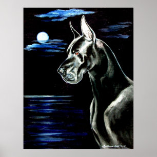 Great dane - Mörk Måne Skriv ut Poster