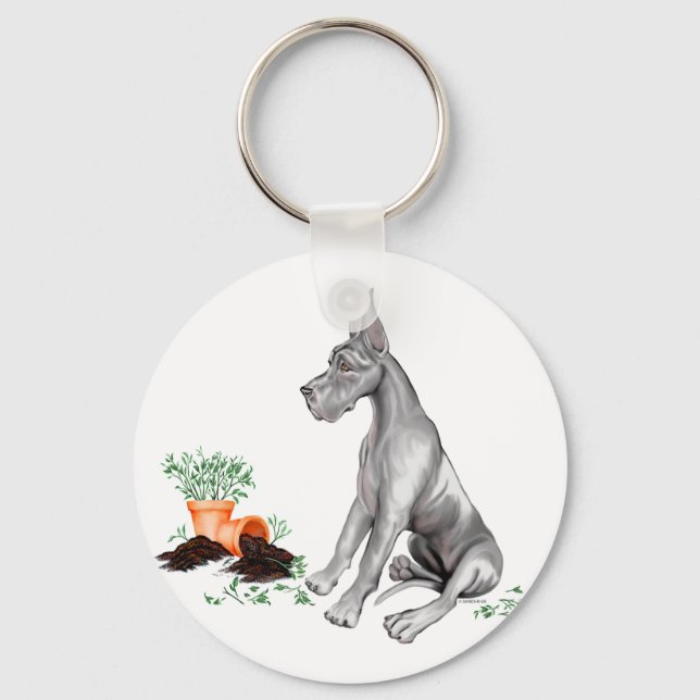 Great dane Naughty Valp Black Nyckelring (Framsida)