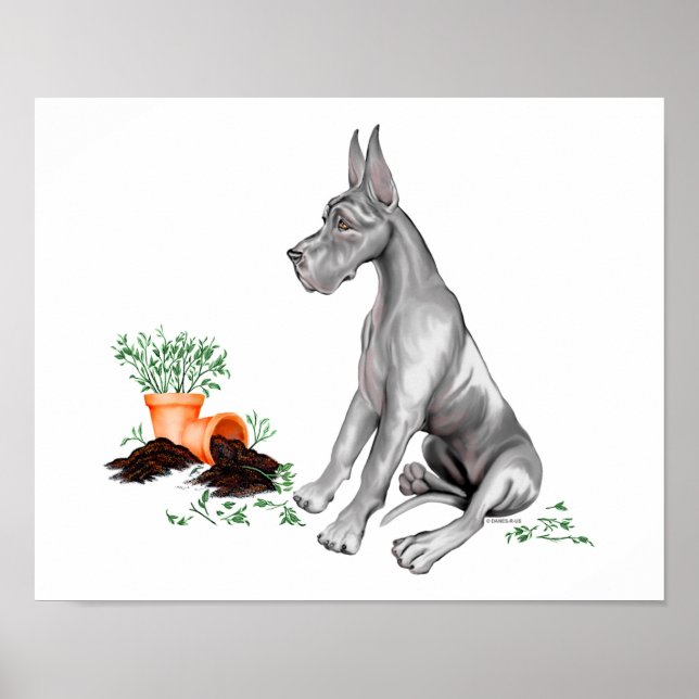 Great dane Naughty Valp Black Poster (Framsidan)