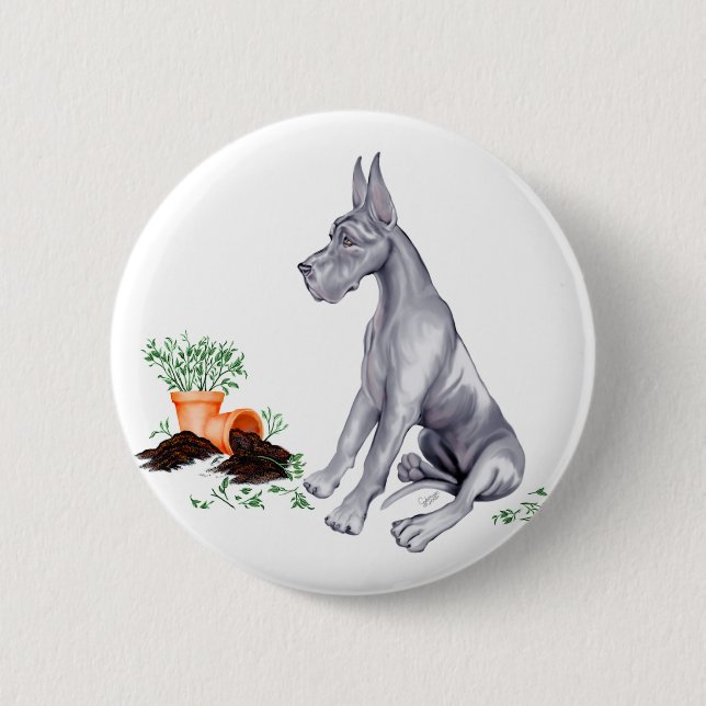 Great dane Naughty Valp Blue Knapp (Framsida)