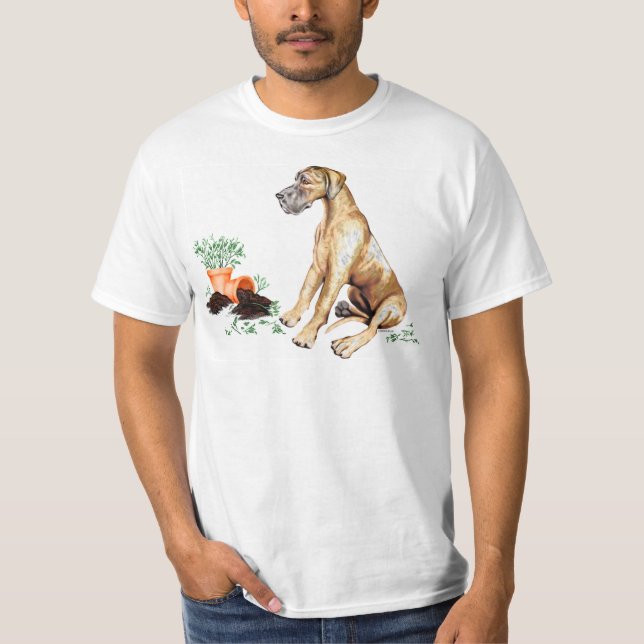 Great dane Naughty Valp Brindle UC Tee Shirt (Framsida)