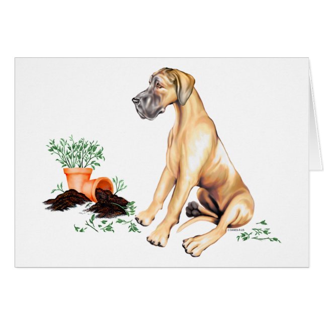 Great dane Naughty Valp Fawn UC Hälsningskort (Framsidan Horizontal)