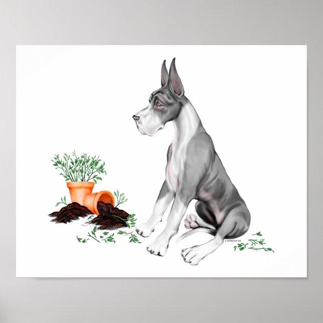 Great dane Naughty Valp Mantle Poster (Framsidan)