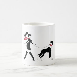 Great dane och flicka kaffemugg