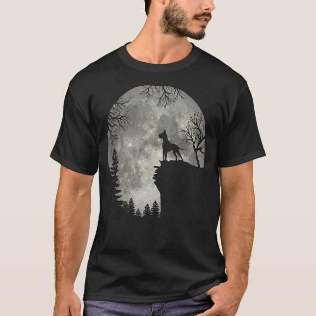 Great dane och Måne Halloween Classic Halloween Mo T Shirt (Framsida)