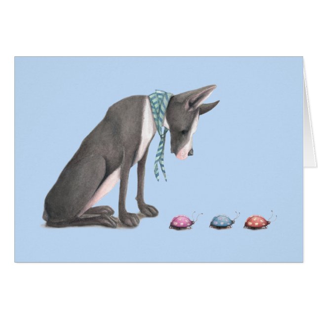 Great dane och nyckelpigor hälsningskort (Framsidan Horizontal)