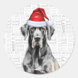 Great dane och Ord Art-jul Runt Klistermärke