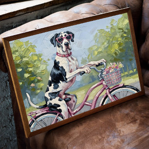 Great dane på en cykelväggskonst Poster Skriv ut