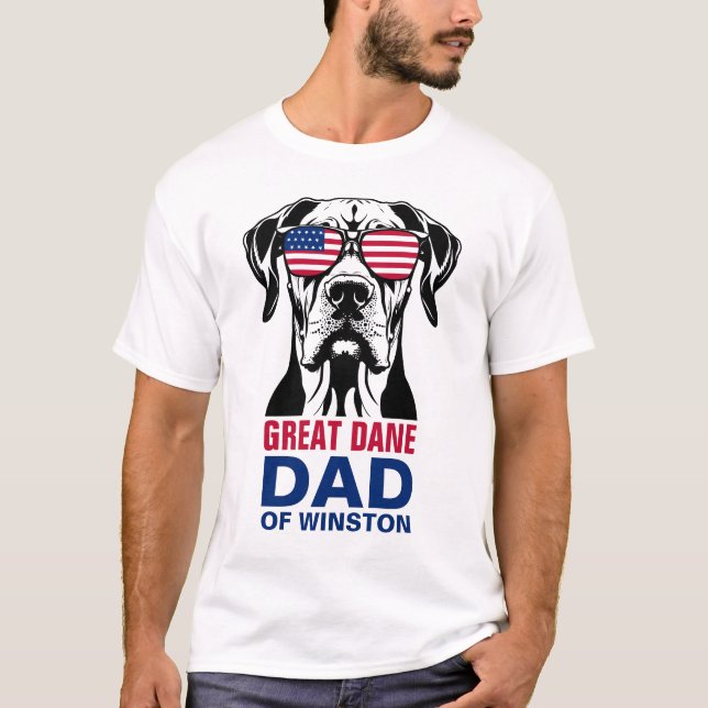 Great dane Pappa 4 juli Amerikanska Flagga T Shirt (Framsida)
