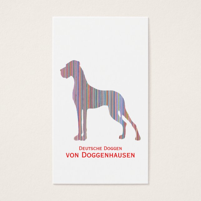 Great Dane Pastellinjer Uppfödare Visitkort (Framsidan)